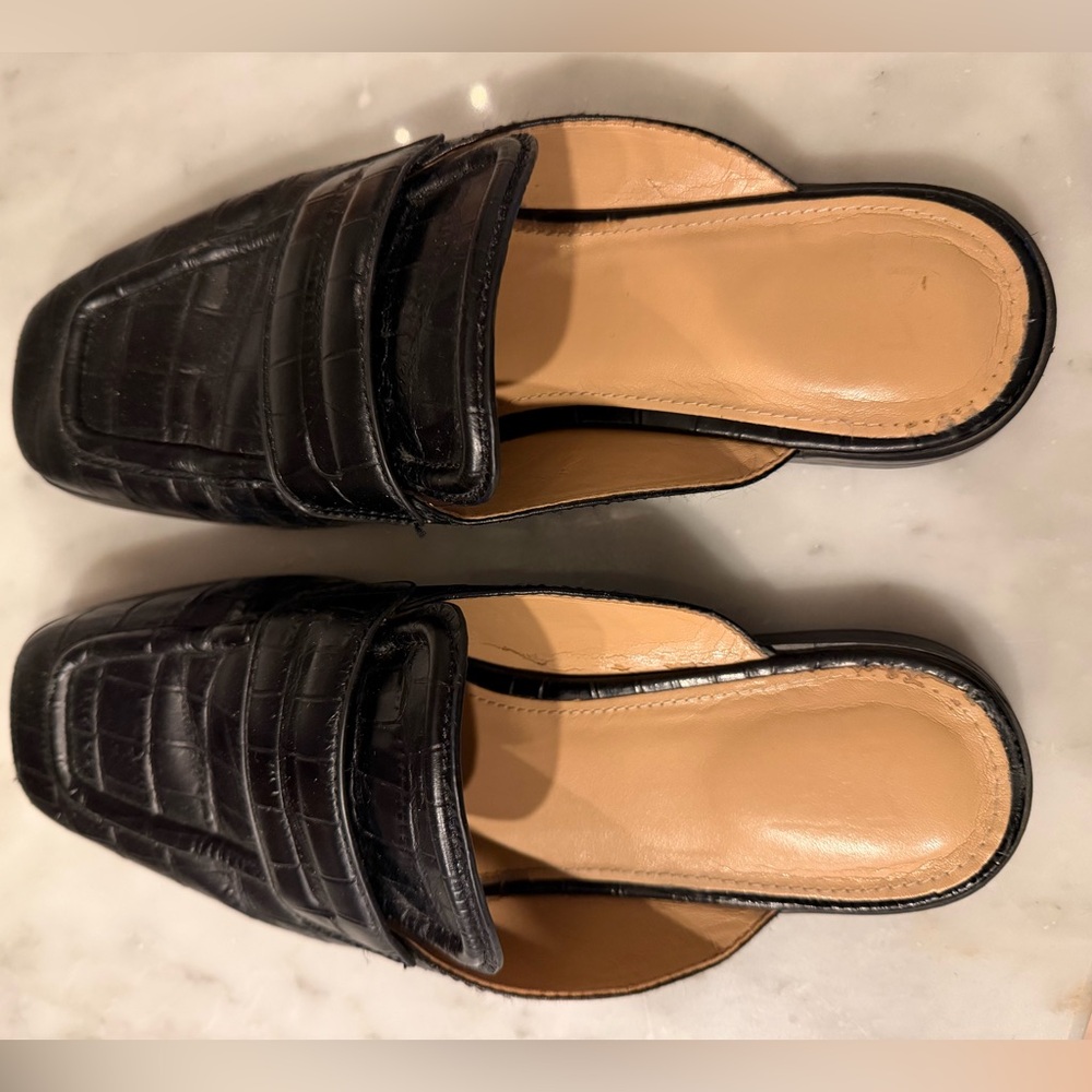 Marc Fisher Black Croc-Embossed Women's Loafers
